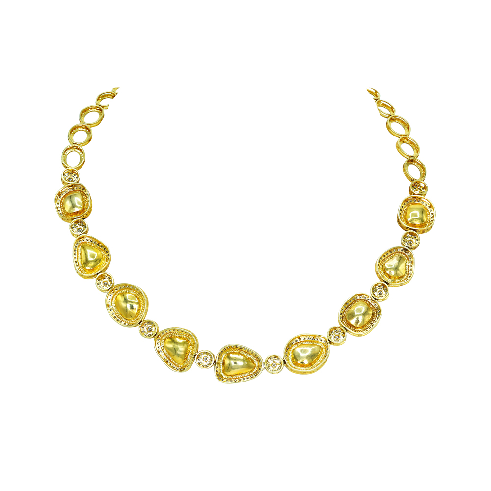 Polki Necklace with Full-Cut Diamonds and Dual Finish